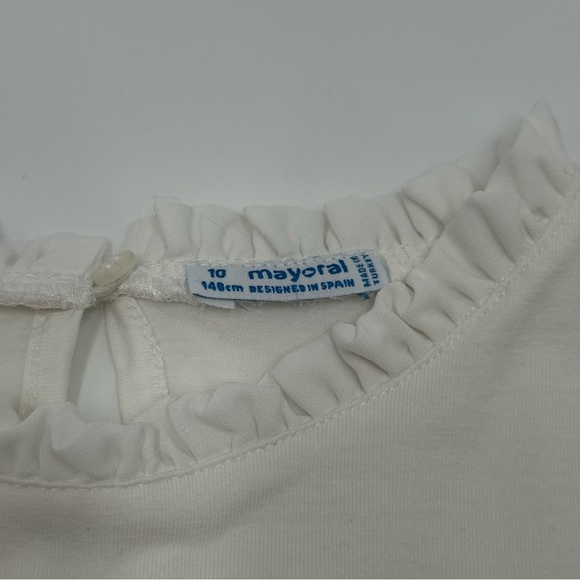 Mayoral Girls’ Tiered Ruffle Tunic Blouse Top White Size 10 Swing Back Button - Picture 3 of 6